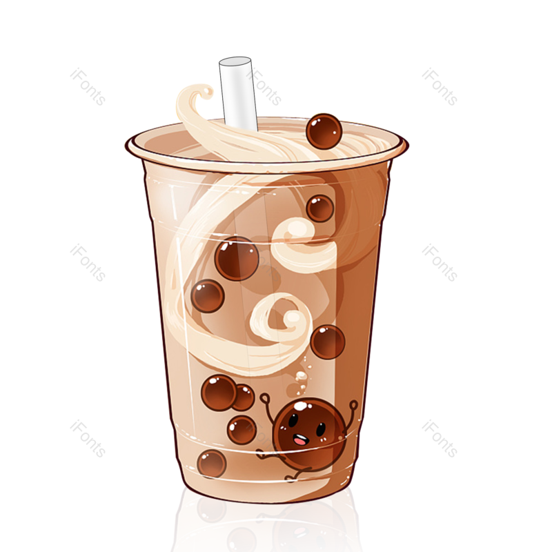 插画图片,珍珠奶茶元素,珍珠PNG,可爱免抠素材